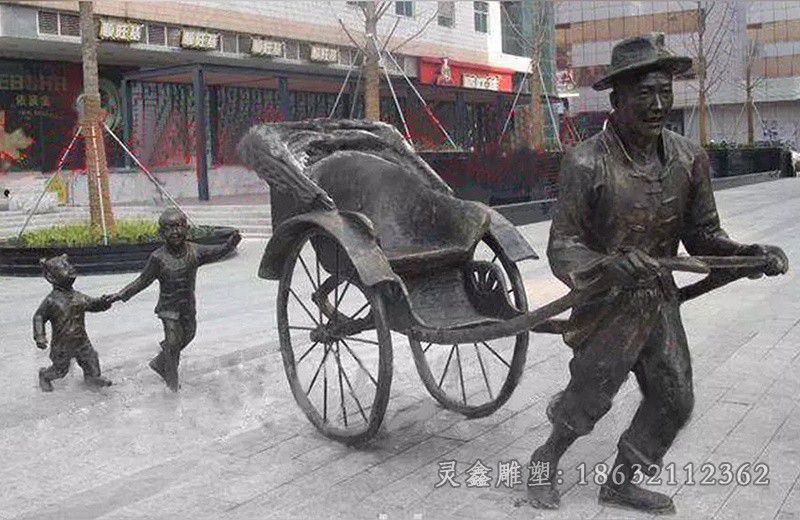 拉车车夫广场标志铜雕