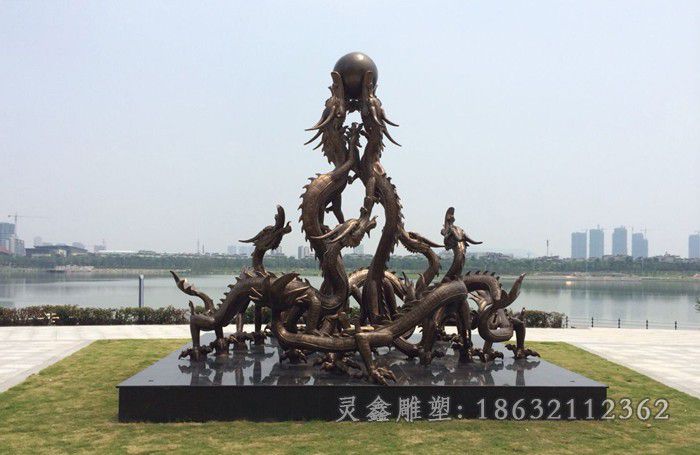 九龙戏珠校园景观铜雕