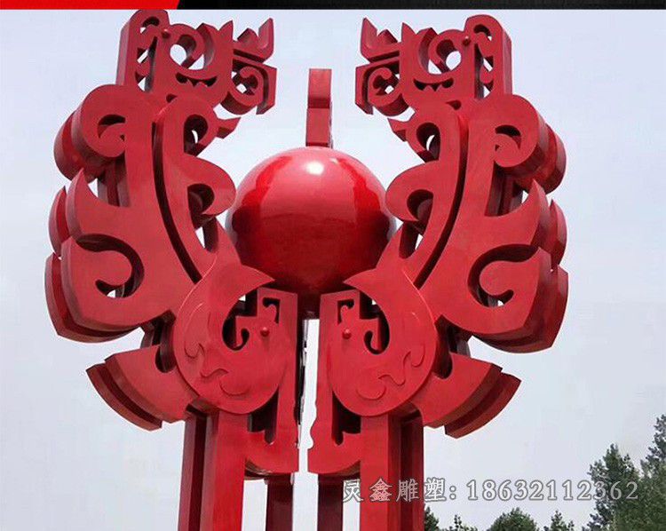 彩绘中国结景区不锈钢雕塑