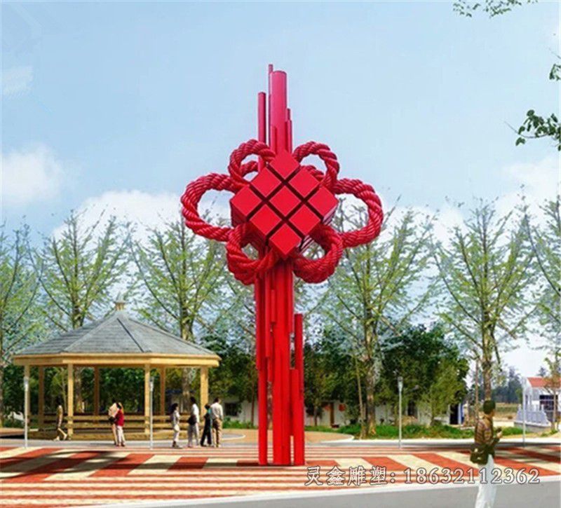 彩绘中国结街边不锈钢雕塑