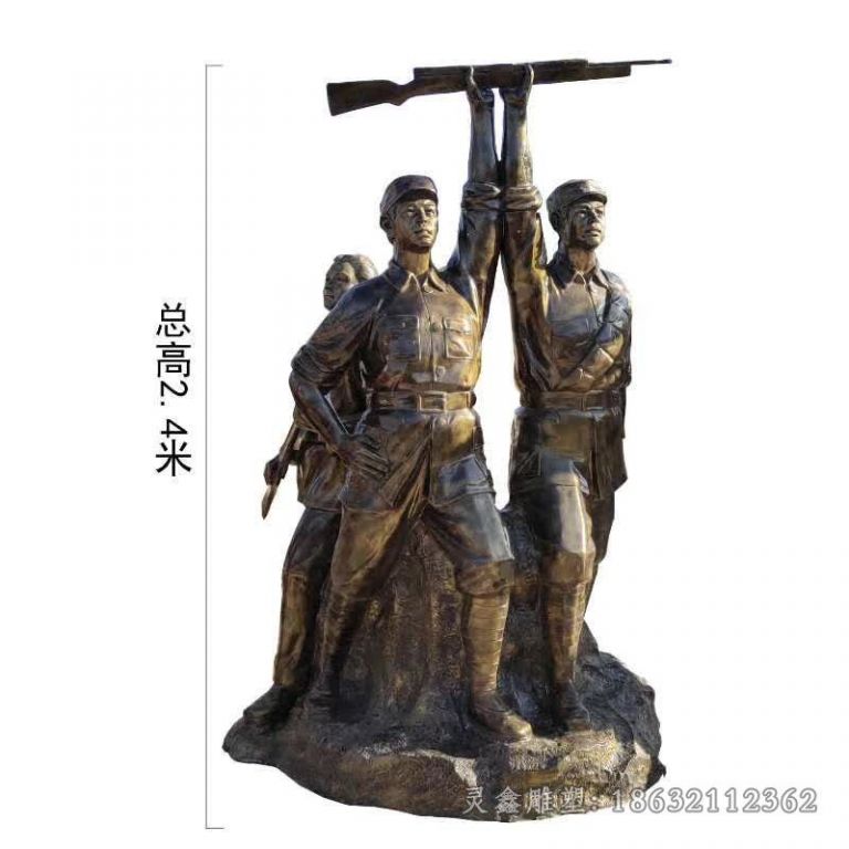 中国红军人物校园铜雕