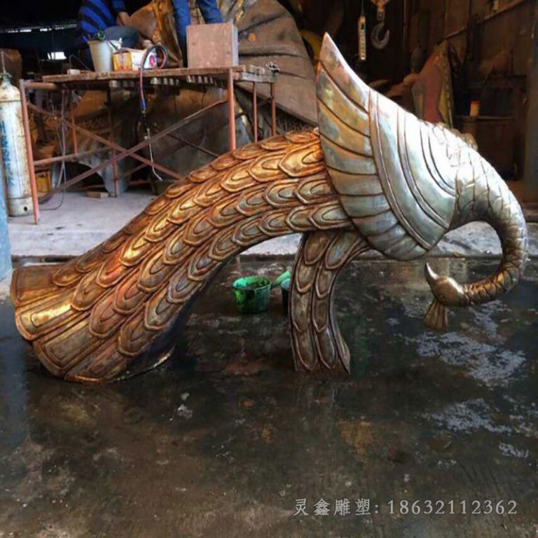 动物孔雀小区景观铜雕