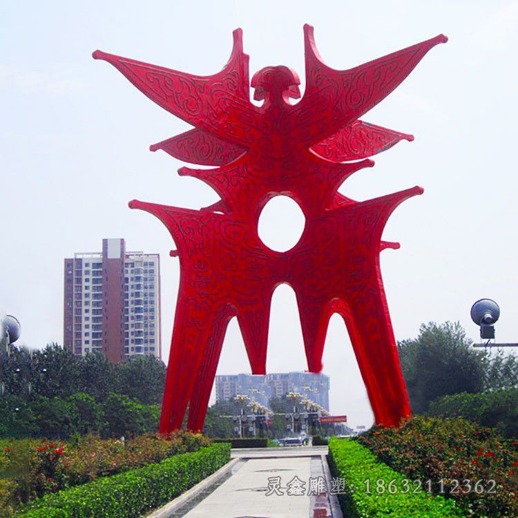 红色标志不锈钢小区雕塑