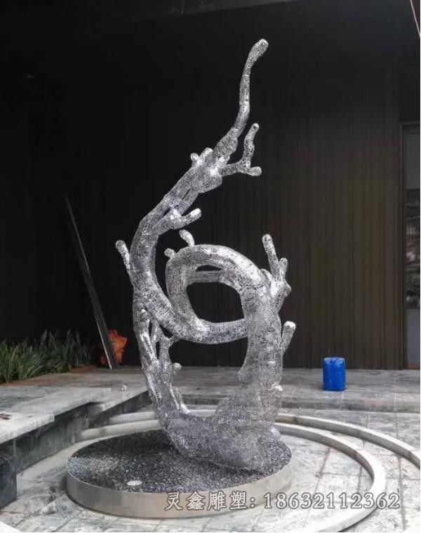 海浪标志抽象不锈钢雕塑