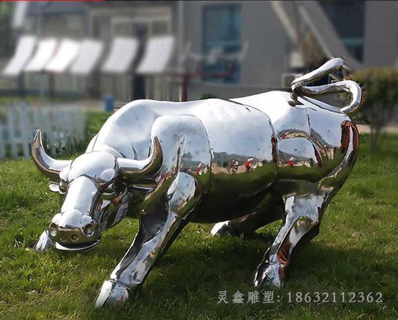 不锈钢牛公园动物雕塑