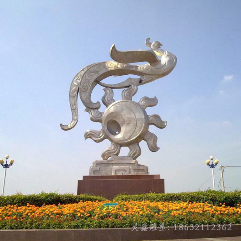 不锈钢抽象凤凰小区雕塑