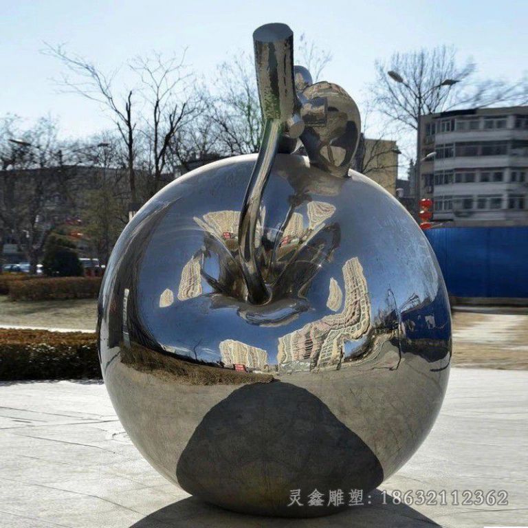 镜面苹果不锈钢不想雕塑