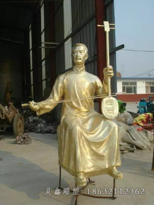 拉二胡人物景观铜雕