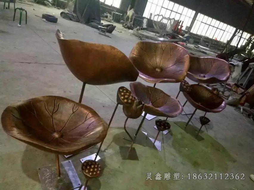 莲子荷叶公园景观铜雕