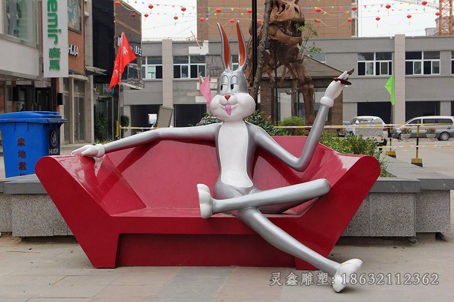卡通兔子不锈钢景观雕塑