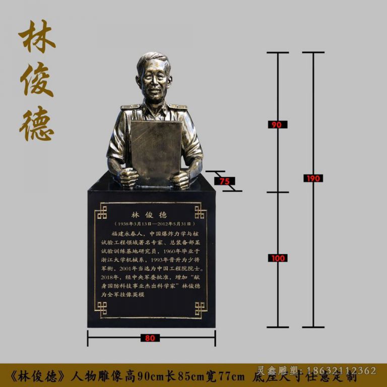 林俊德胸像城市铜雕