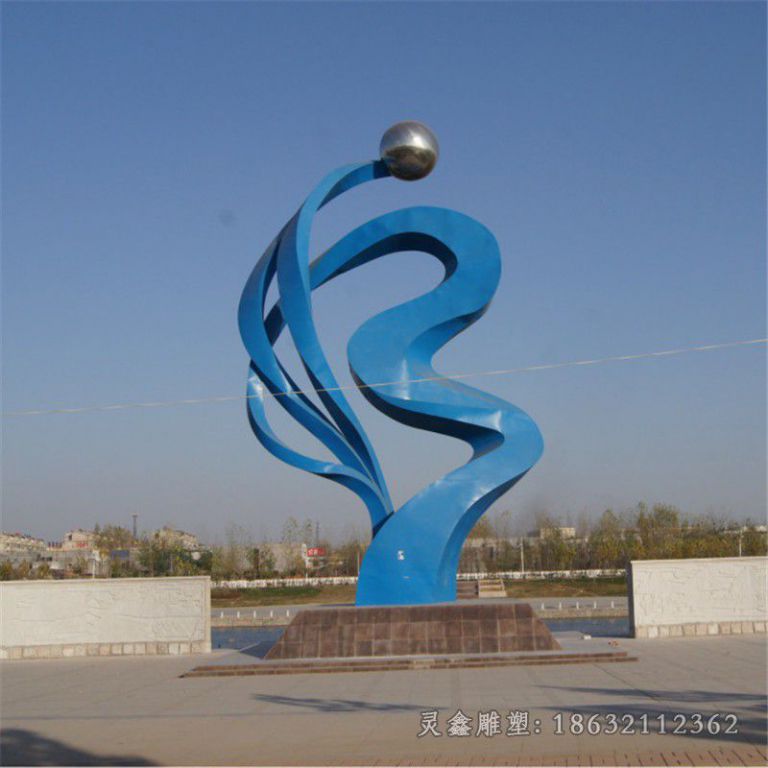 彩绘不锈钢小区标志雕塑