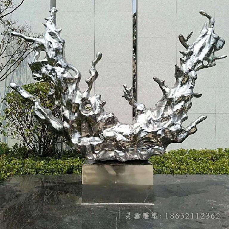 抽象不锈钢海浪城市雕塑