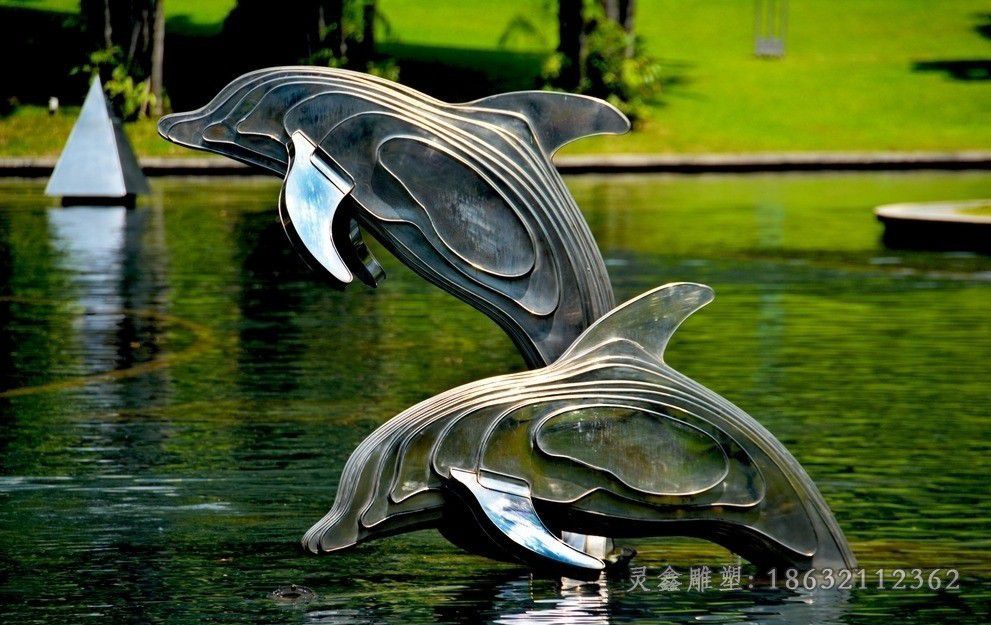 抽象海豚不锈钢广场雕塑