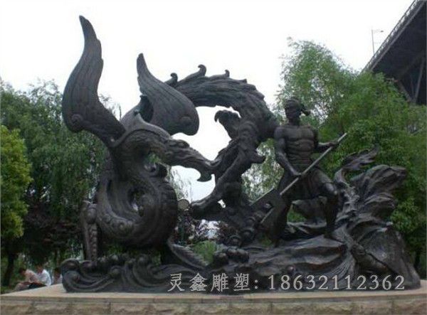 龙舟竞渡景观铜雕