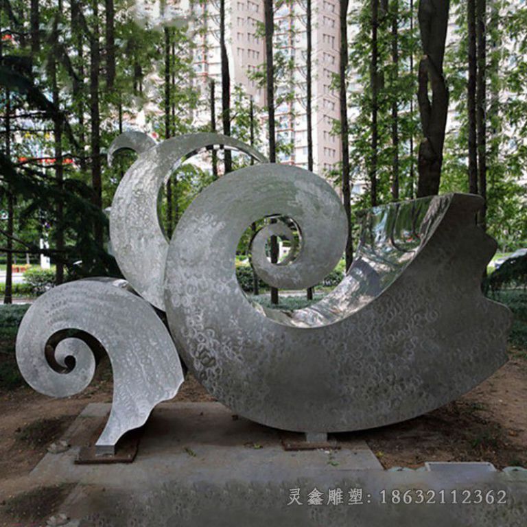 抽象不锈钢海浪商场雕塑