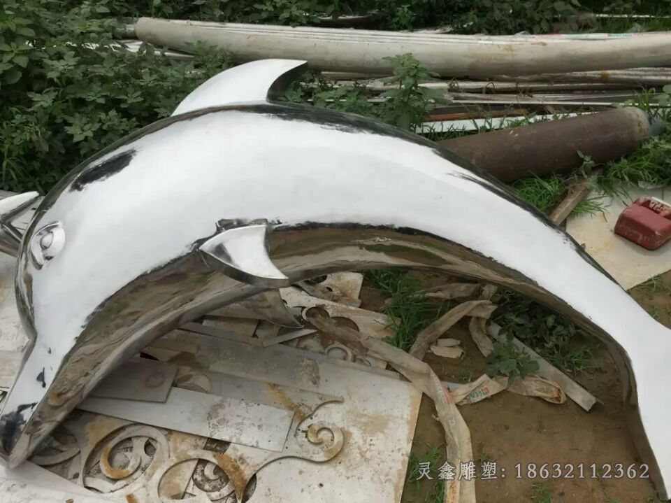 抽象海豚不锈钢标志雕塑