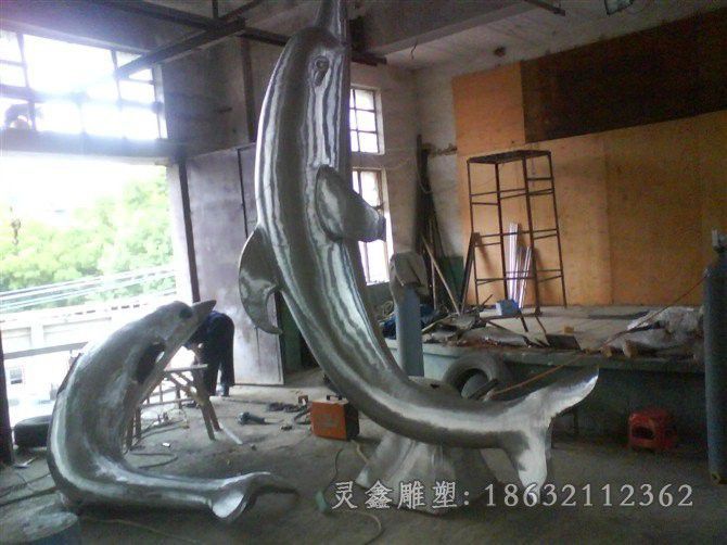 抽象海豚不锈钢抽象雕塑