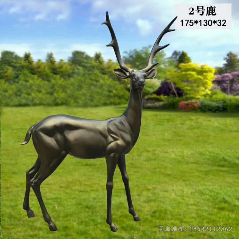 转头鹿街边景观铜雕