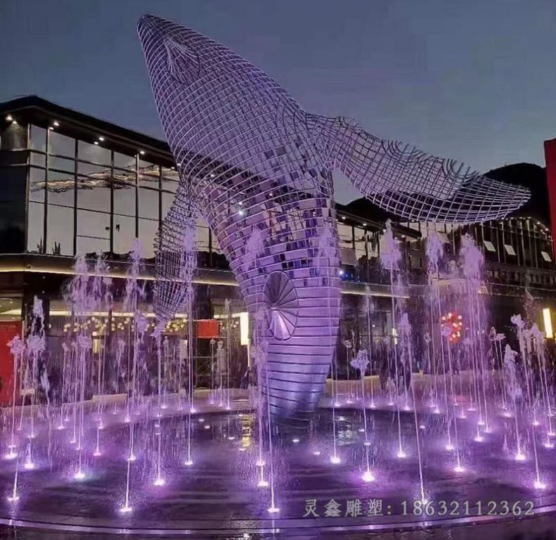 镂空海豚发光不锈钢雕塑