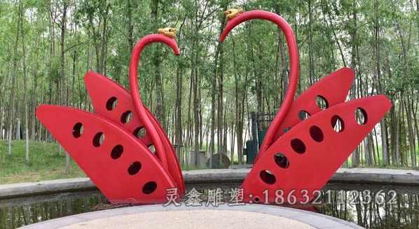 抽象天鹅动物不锈钢雕塑