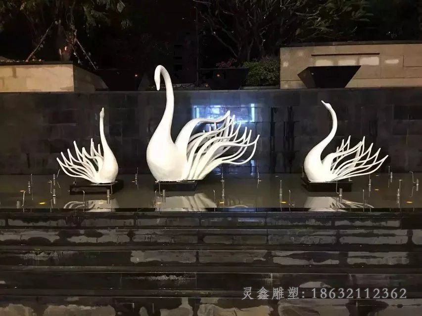 白色天鹅不锈钢动物雕塑