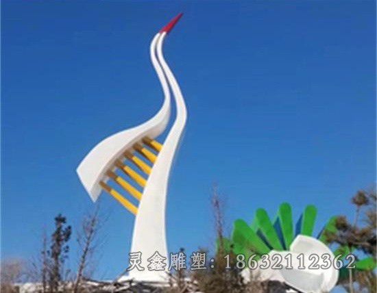 抽象天鹅不锈钢标志雕塑