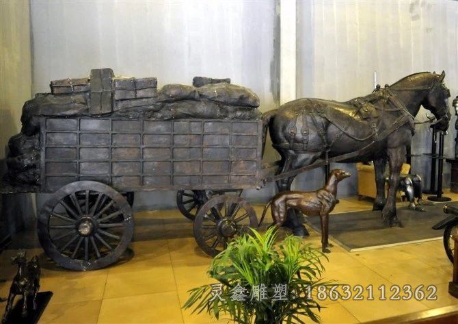古代马车公园抽象铜雕