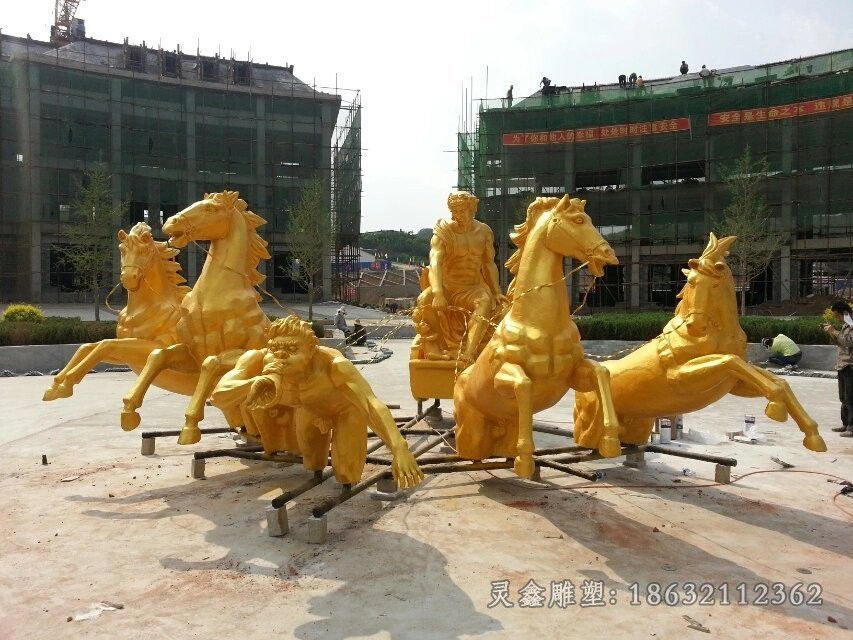 喷泉马城市景观铜雕