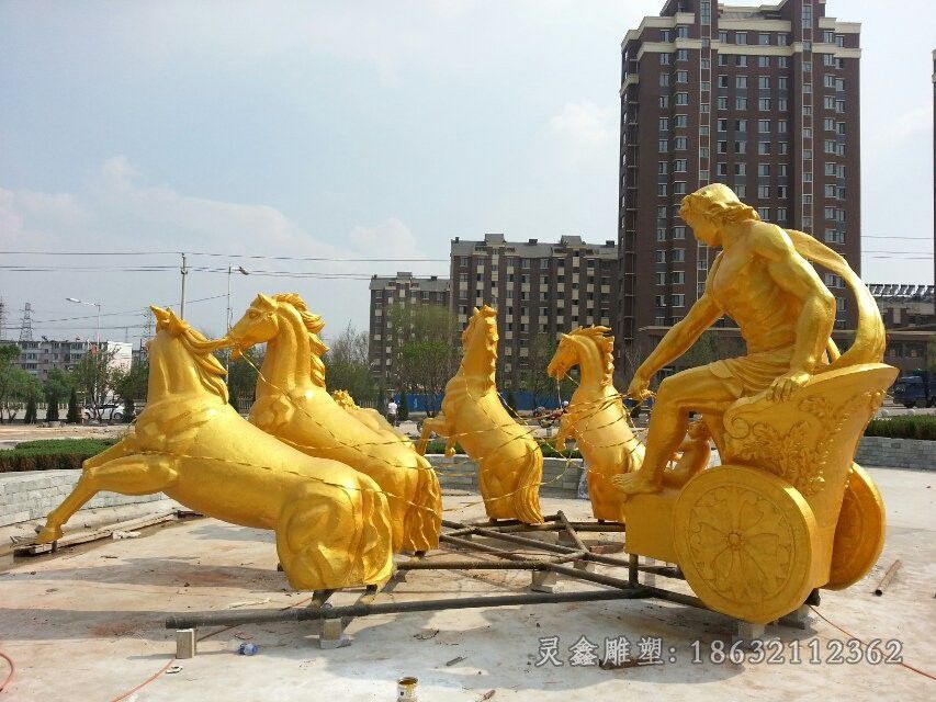 喷泉马校园景观铜雕