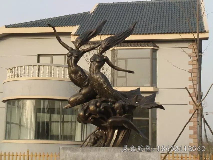 美人鱼抽象标志铜雕