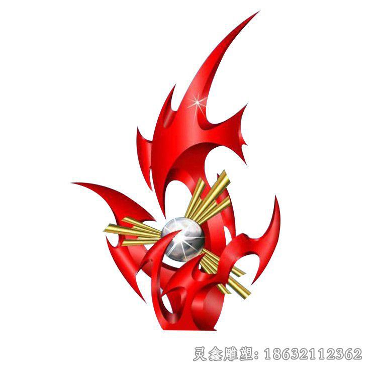 庭院红色标志不锈钢雕塑
