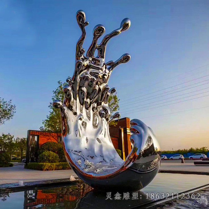 小区抽象海浪不锈钢雕塑