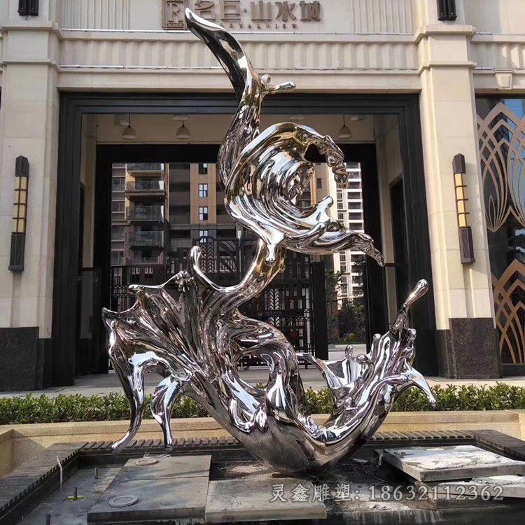 景区抽象海浪不锈钢雕塑