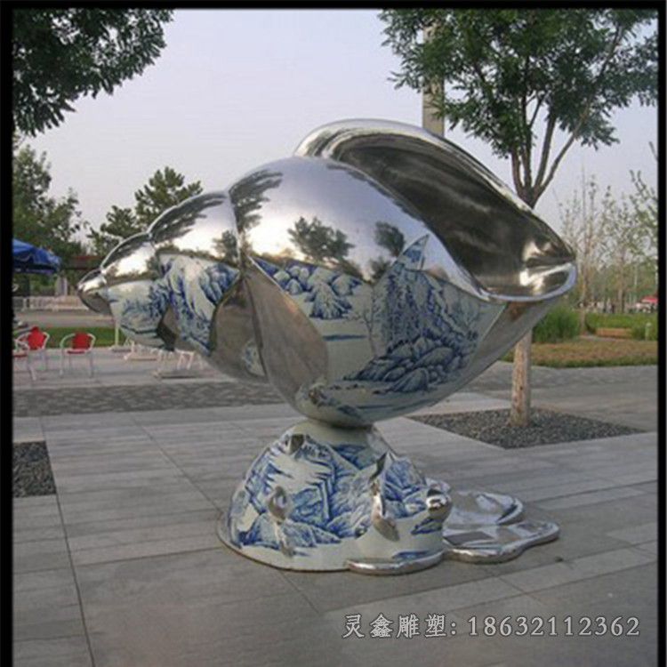 镜面海螺不锈钢标志雕塑