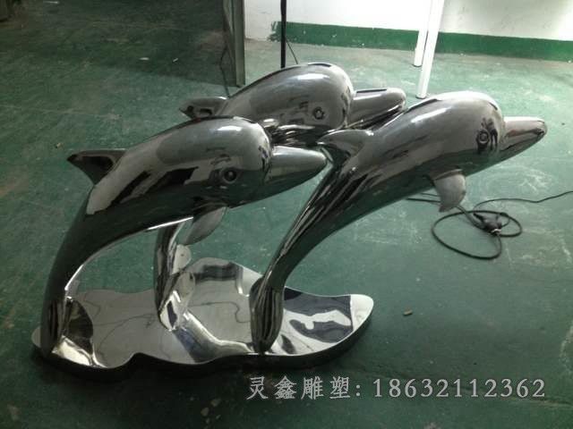 跳跃海豚不锈钢城市雕塑
