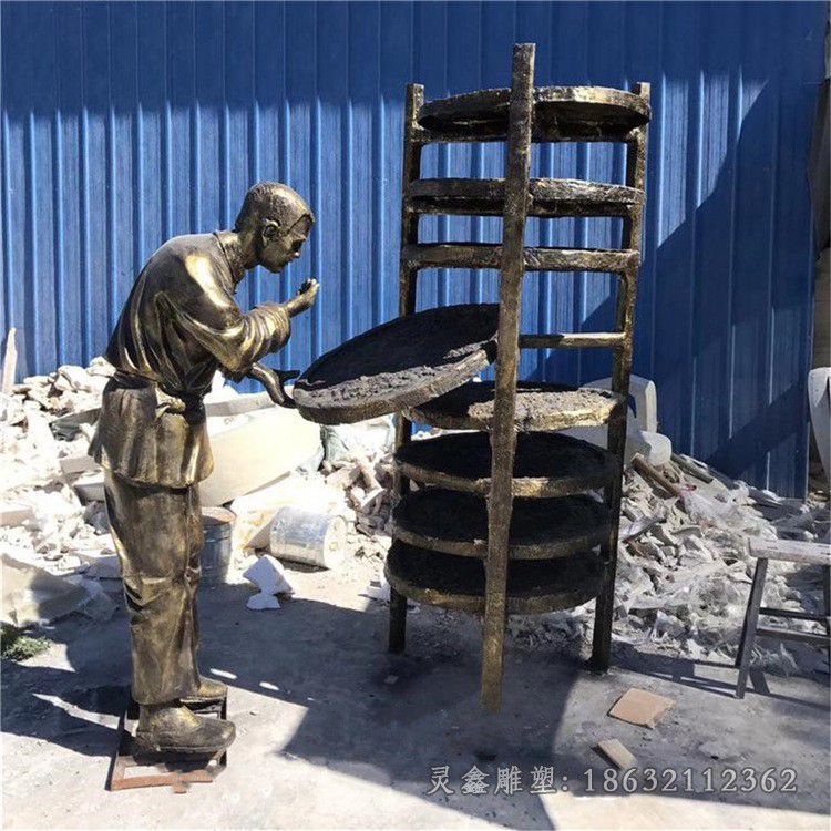 中医药商场人物铜雕