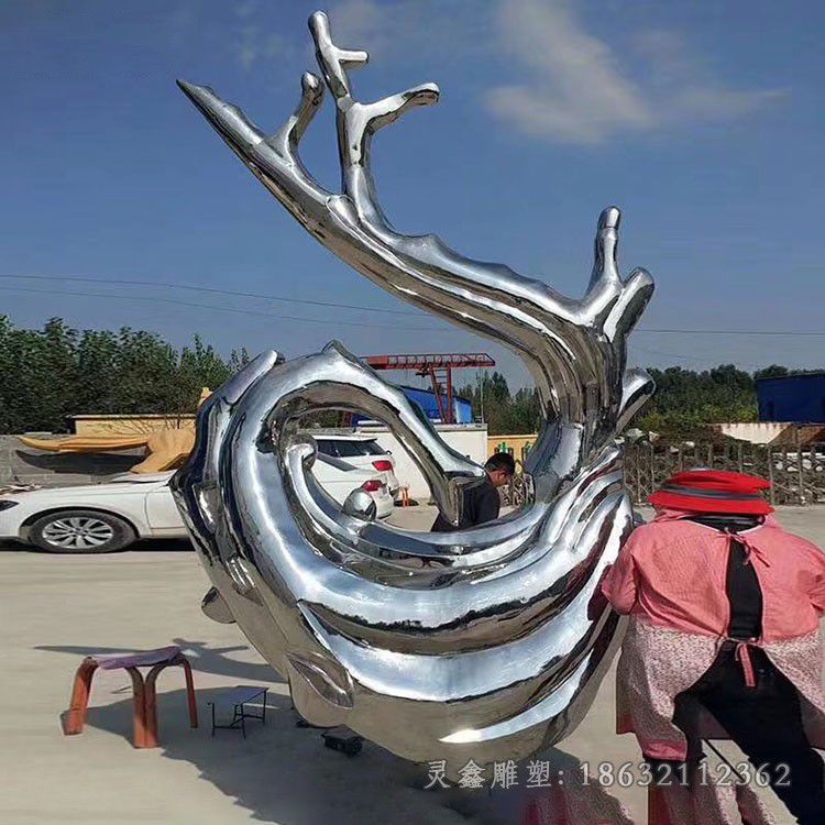 小区镜面海浪不锈钢雕塑
