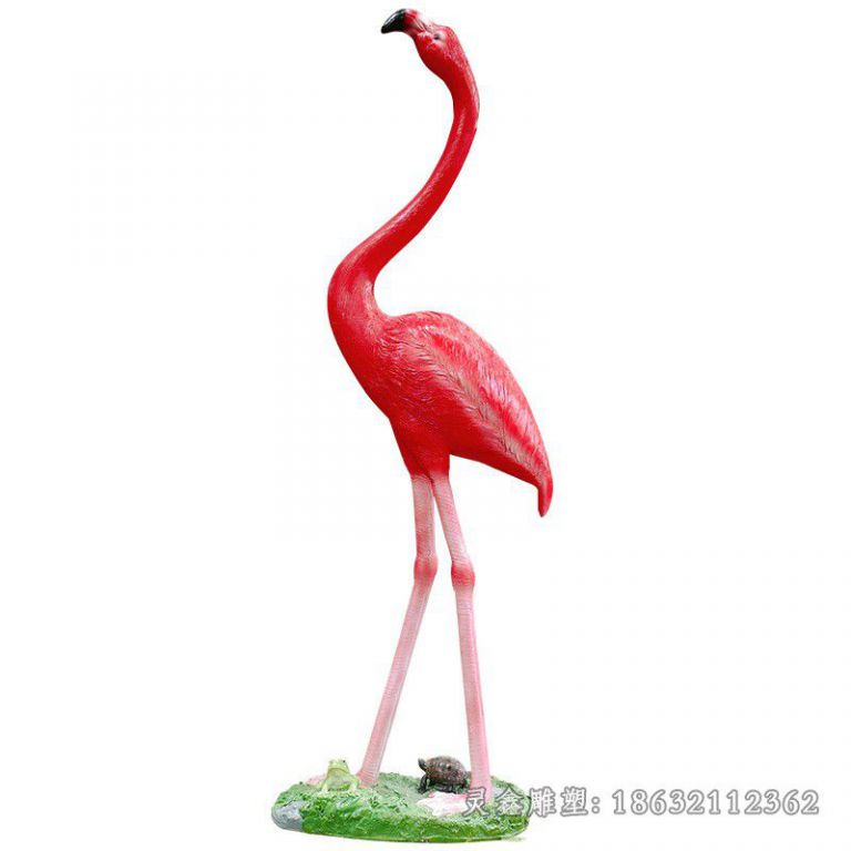 红色火烈鸟小区不锈钢雕塑