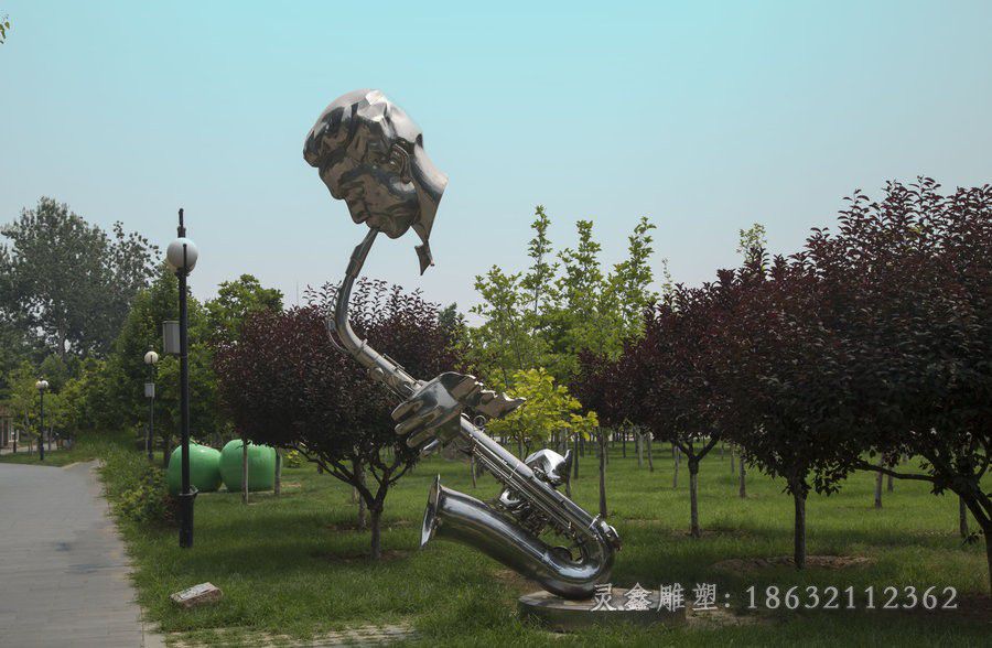 不锈钢萨克斯标志雕塑