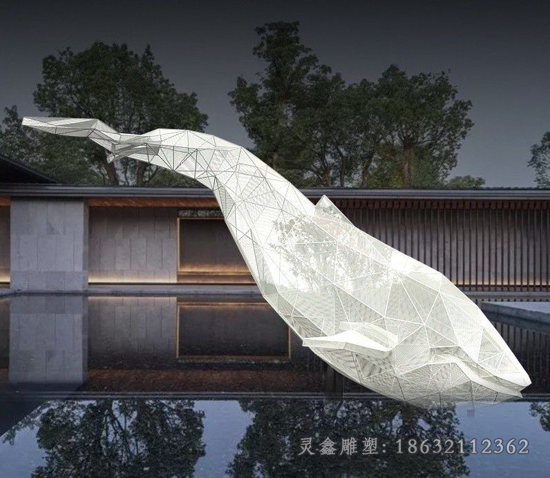 镂空鲨鱼广场不锈钢雕塑