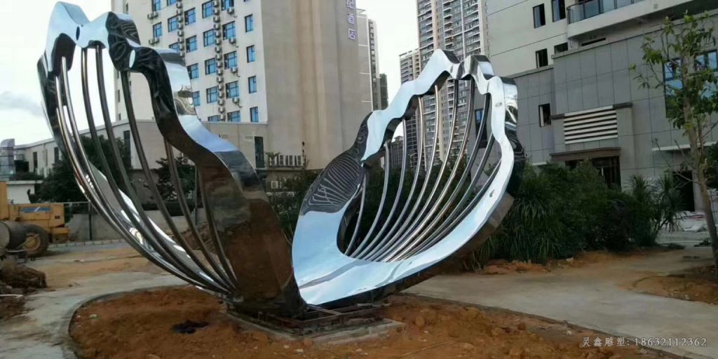 镂空扇贝小区不锈钢雕塑