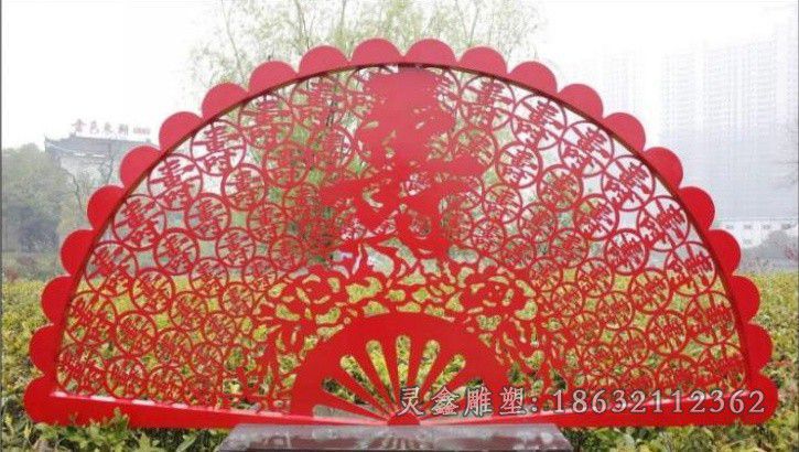 彩绘扇子不锈钢雕塑