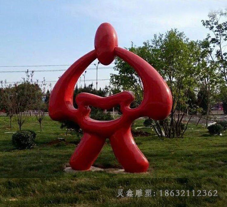 抽象不锈钢彩绘标志雕塑