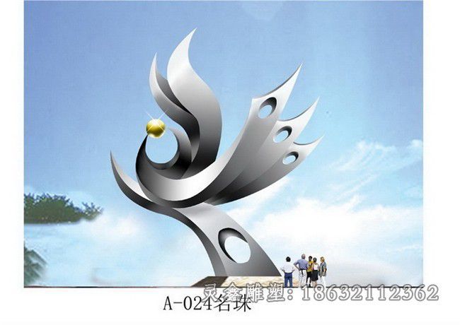 镜面凤凰不锈钢标志雕塑