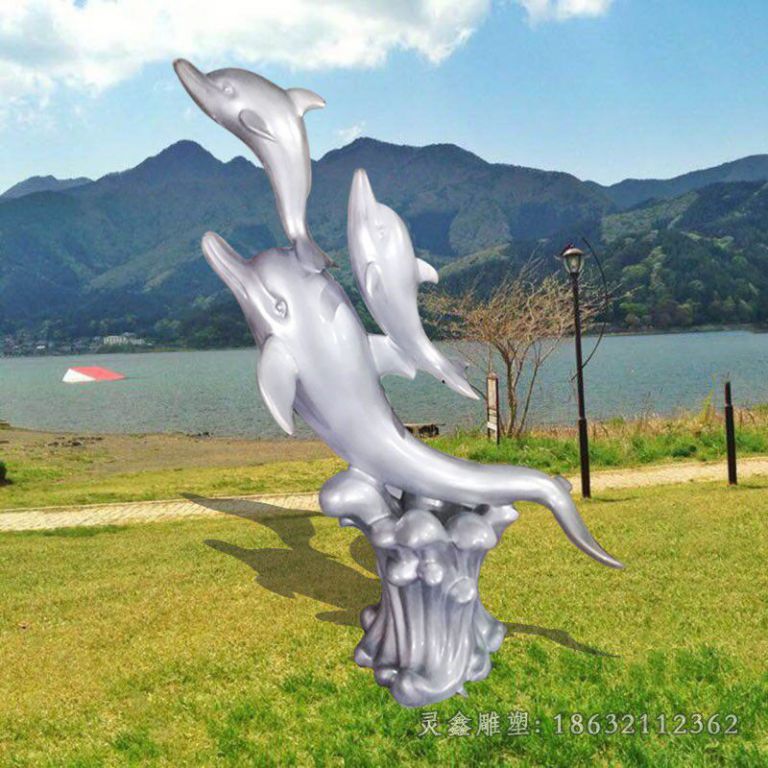 海豚嬉戏景观不锈钢雕塑