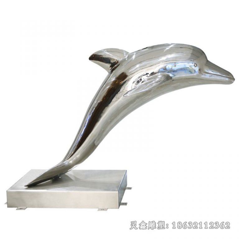 海豚跳跃动物不锈钢雕塑