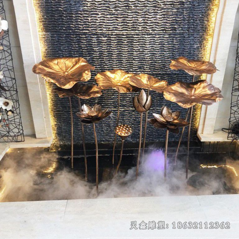 不锈钢荷花小区标志雕塑