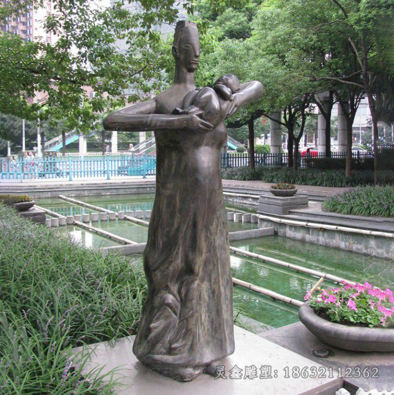 抽象母子人物铜雕