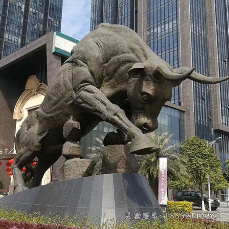 开荒牛抽象标志铜雕